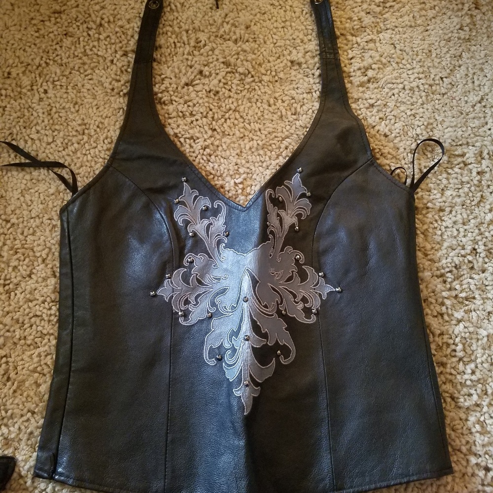 Leather halter top